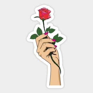 Rose in Hand Sticker